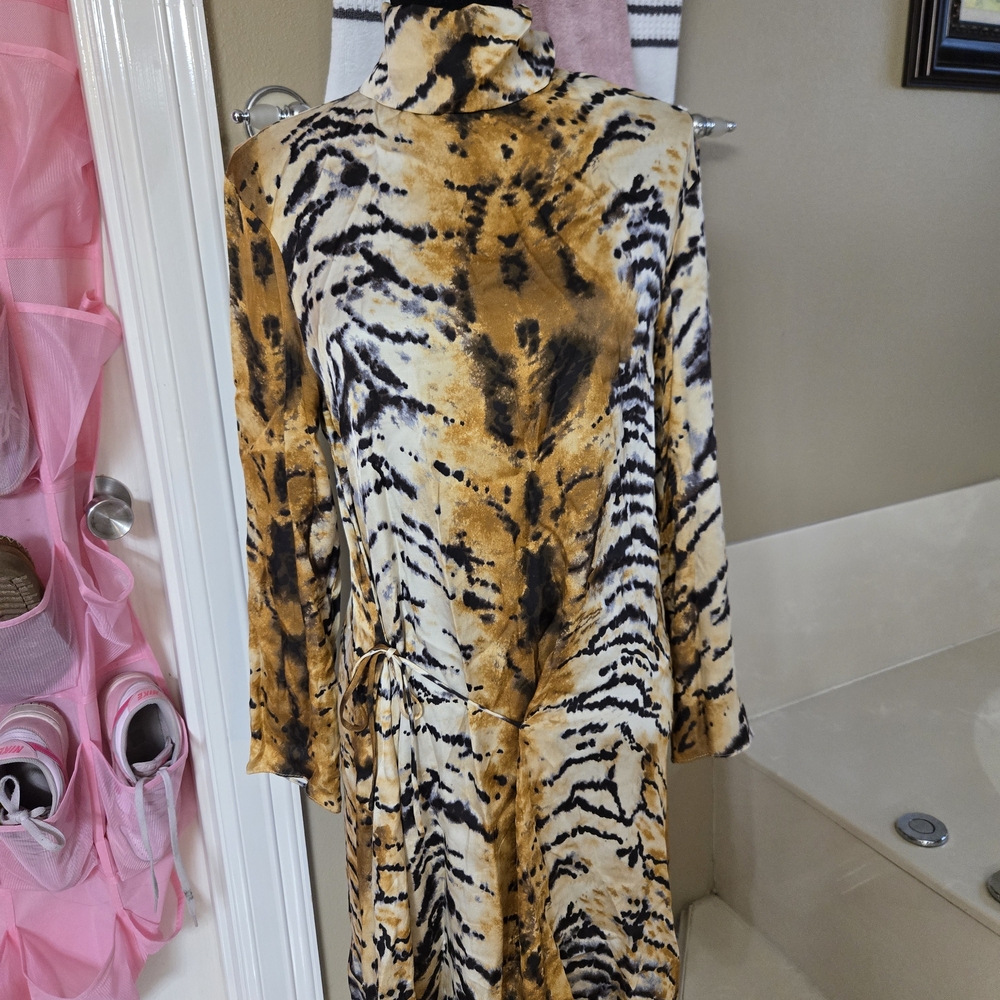Zara Animal Print Midi Dress - Black and Tan